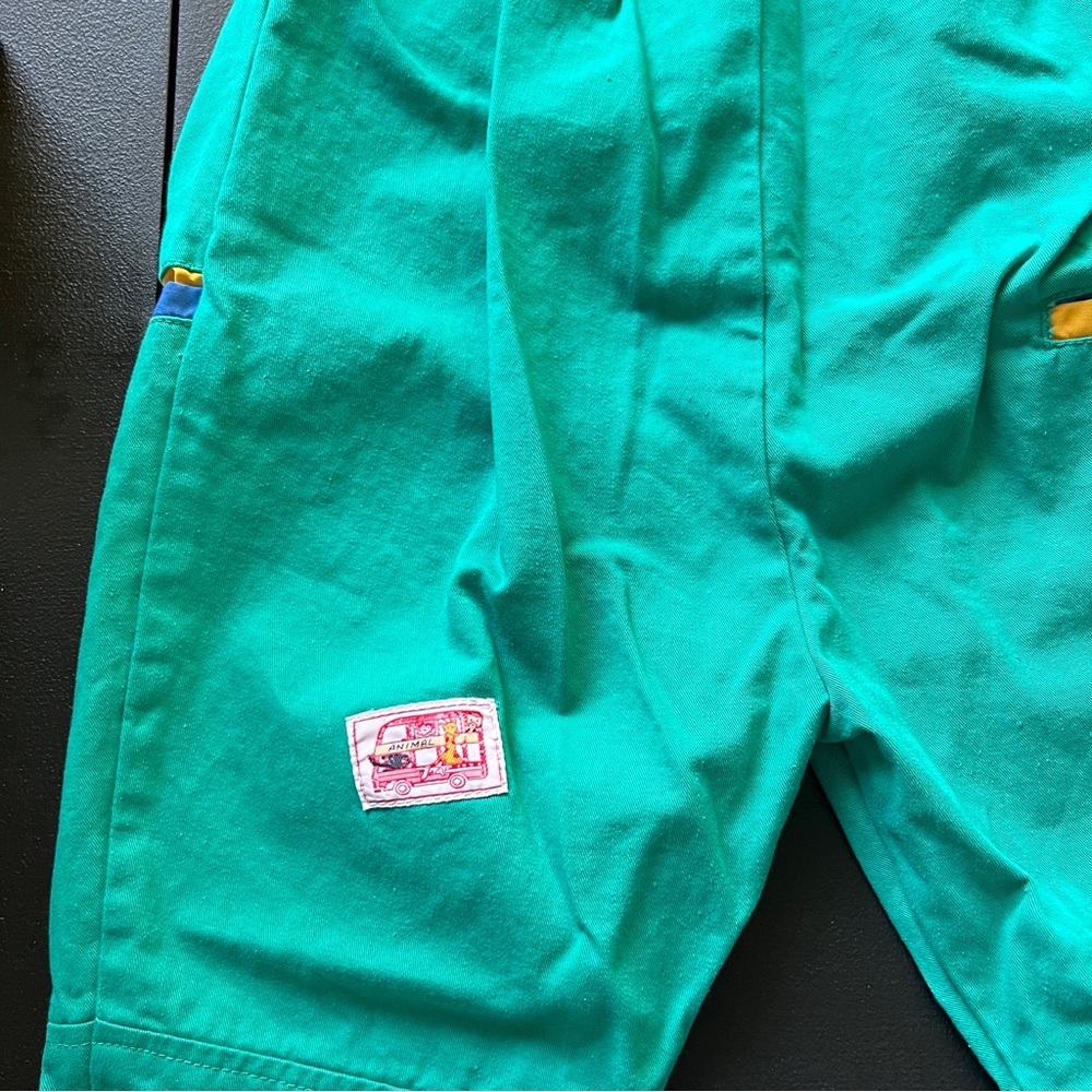 Vintage 1990s Art Viti Color block Green Blue Romper Overalls Unisex Kids Retro - Picture 11 of 15